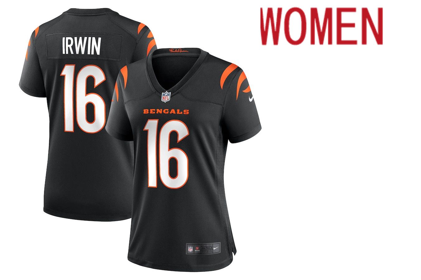 Women Cincinnati Bengals #16 Trenton Irwin Nike Black Game Player NFL Jersey->women nfl jersey->Women Jersey